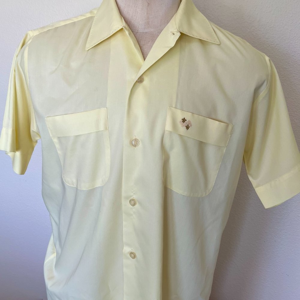 60's Mens Yellow Short Sleeve Shirt - Size Large 16 - 16 1/2